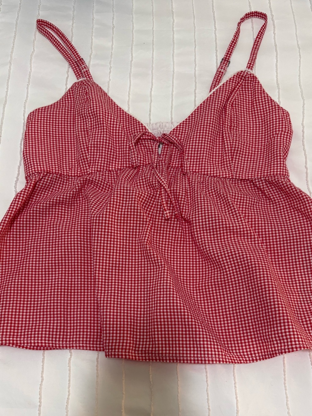 Hollister Red Gingham Tie-Front Spaghetti Strap Camisole
